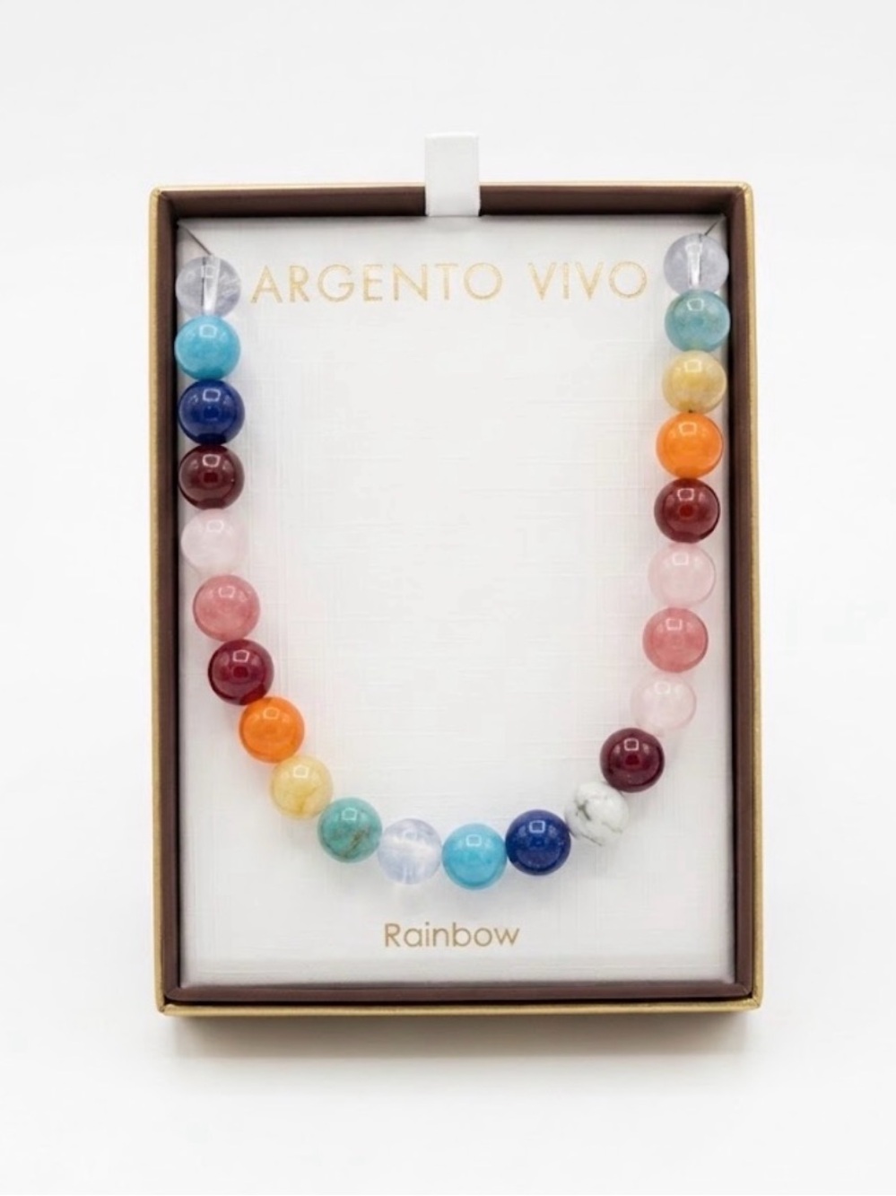 NWT ⚜️💙⚜️ Argento Vivo Beaded Rainbow Semiprecious Stones Necklace